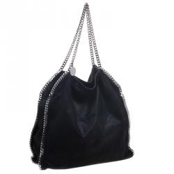 Pre Owned Stella McCartney Black Faux Leather Falabella Tote