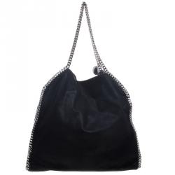 Pre Owned Stella McCartney Black Faux Leather Falabella Tote