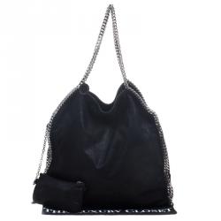 Pre Owned Stella McCartney Black Faux Leather Falabella Tote