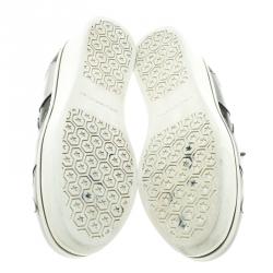 Pre Owned Stella McCartney Grey Metallic Faux Leather Binx Star Platform Slip On Sneakers Size 38