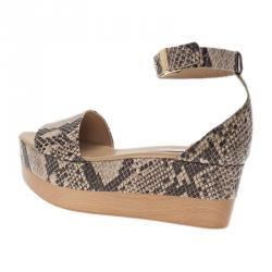 مملوكة مسبقًا صندل ستيلا مكارتني جلد ثعبان صناعي بيج وحزام للكاحل مقاس 40