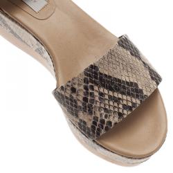 مملوكة مسبقًا صندل ستيلا مكارتني جلد ثعبان صناعي بيج وحزام للكاحل مقاس 40