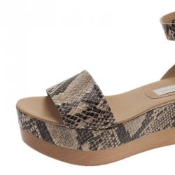 مملوكة مسبقًا صندل ستيلا مكارتني جلد ثعبان صناعي بيج وحزام للكاحل مقاس 40