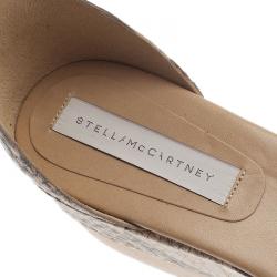 مملوكة مسبقًا صندل ستيلا مكارتني جلد ثعبان صناعي بيج وحزام للكاحل مقاس 40