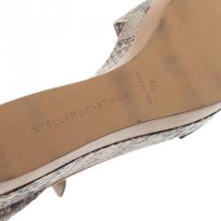 مملوكة مسبقًا صندل ستيلا مكارتني جلد ثعبان صناعي بيج وحزام للكاحل مقاس 40