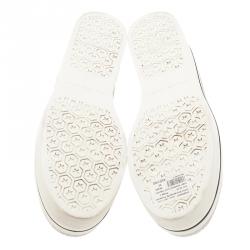 Pre Owned Stella McCartney Silver Glitter Binx Platform Slip On Skate Shoes Size 39
