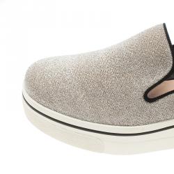 Pre Owned Stella McCartney Silver Glitter Binx Platform Slip On Skate Shoes Size 39