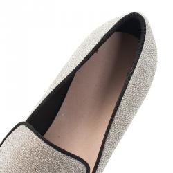 Pre Owned Stella McCartney Silver Glitter Binx Platform Slip On Skate Shoes Size 39