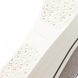 Pre Owned Stella McCartney Silver Glitter Binx Platform Slip On Skate Shoes Size 39