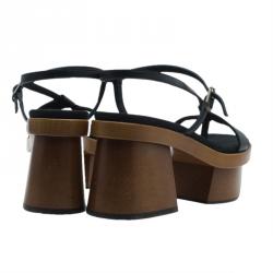 Stella McCartney Black Leather Altea Platform Sandals Size 36