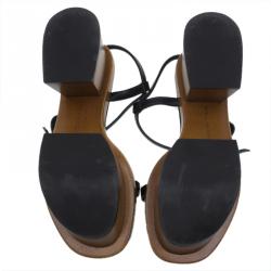 Stella McCartney Black Leather Altea Platform Sandals Size 36
