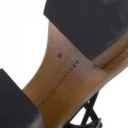 مملوكة مسبقًا صندل ستيلا مكارتني ألتيا جلد أسود نعل سميك مقاس 36