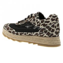 مملوكة مسبقًا Stella McCartney Leopard Print Canvas and Mesh Espadrille Sneakers Size 39