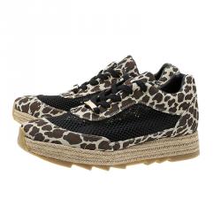 مملوكة مسبقًا Stella McCartney Leopard Print Canvas and Mesh Espadrille Sneakers Size 39