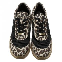 مملوكة مسبقًا Stella McCartney Leopard Print Canvas and Mesh Espadrille Sneakers Size 39