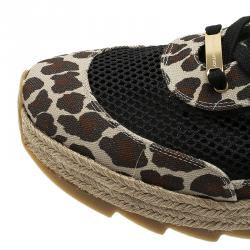 مملوكة مسبقًا Stella McCartney Leopard Print Canvas and Mesh Espadrille Sneakers Size 39