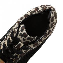 مملوكة مسبقًا Stella McCartney Leopard Print Canvas and Mesh Espadrille Sneakers Size 39