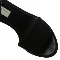 Pre Owned Stella McCartney Black Faux Suede Ankle Strap Platform Wedge Sandals Size 37