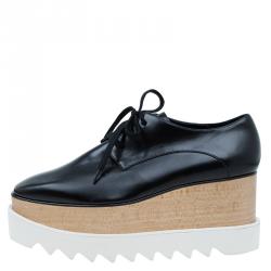 Pre Owned حذاء ستيلا مكارتني ديربي أليس  بنعل سميك جلد صناعي أسود مقاس 36.5