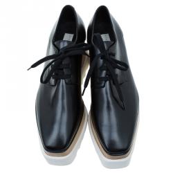 Pre Owned حذاء ستيلا مكارتني ديربي أليس  بنعل سميك جلد صناعي أسود مقاس 36.5