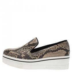 مملوكة مسبقًا Stella McCartney Grey Faux Python Creeper Platform Sneakers Size 38