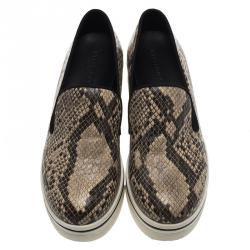 مملوكة مسبقًا Stella McCartney Grey Faux Python Creeper Platform Sneakers Size 38