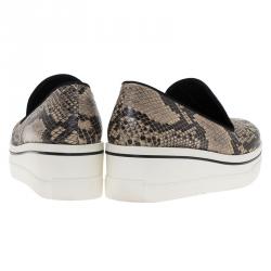 مملوكة مسبقًا Stella McCartney Grey Faux Python Creeper Platform Sneakers Size 38