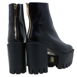 Pre Owned Stella McCartney Black Faux Leather Hadley Platform Ankle Boots Size 40