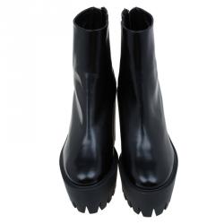 Pre Owned Stella McCartney Black Faux Leather Hadley Platform Ankle Boots Size 40