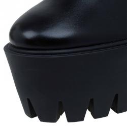 Pre Owned Stella McCartney Black Faux Leather Hadley Platform Ankle Boots Size 40