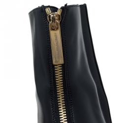 Pre Owned Stella McCartney Black Faux Leather Hadley Platform Ankle Boots Size 40