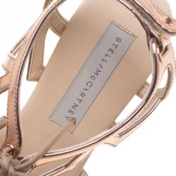 Pre Owned Stella McCartney Rose Gold Faux Leather Star Cut Out Lace Up Sandals Size 39