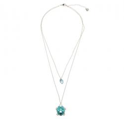 Pre Owned Swarovski Blue Crystal Turtle Pendant Layered Necklace