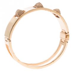 Pre Owned Swarovski Crystal Studded Pyramid Rose Gold Tone Bracelet S