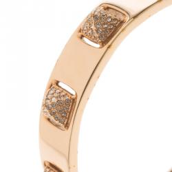 Pre Owned Swarovski Crystal Studded Pyramid Rose Gold Tone Bracelet S