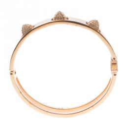 Pre Owned Swarovski Crystal Studded Pyramid Rose Gold Tone Bracelet S