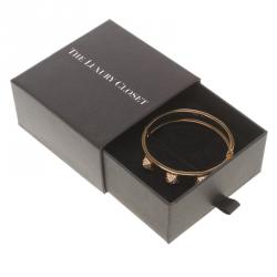 Pre Owned Swarovski Crystal Studded Pyramid Rose Gold Tone Bracelet S