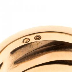 Pre Owned Swarovski Crystal Studded Rose Gold Tone Fancy Band Ring Size 52