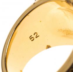 Pre Owned Swarovski Crystal Studded Gold Tone Ring Size 52