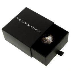 Pre Owned Swarovski Crystal Studded Gold Tone Ring Size 52