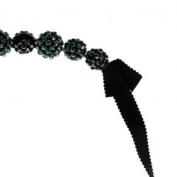 Pre Owned Swarovski Blue Crystal And Ribbon Choker Necklace