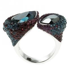 Swarovski Multicolor Crystal Studded Ring Size 52