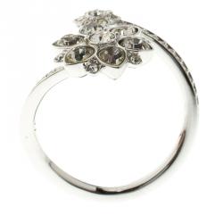 Swarovski Crystal Flower Embellished Silver Tone Ring Size 55