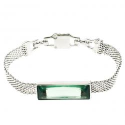 Pre Owned Swarovski Green Crystal Silver Tone Bracelet 17cm