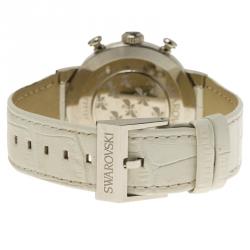 Pre Owned Swarovski Silver Stainless Steel Crystal Citra Sphere Chrono Women's Wristwatch 38MM