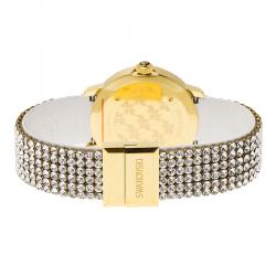 Pre Owned Swarovski Silver Gold-Plated Stainless Steel Crystal Piazza Mesh Women's Wristwatch 36MM