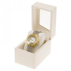Pre Owned Swarovski Silver Gold-Plated Stainless Steel Crystal Piazza Mesh Women's Wristwatch 36MM