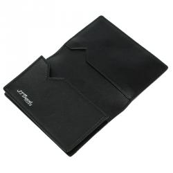 Pre Owned S.T. Dupont Black Leather Diamond Card Holder