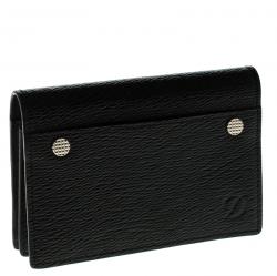 Pre Owned S.T. Dupont Black Leather Diamond Card Holder
