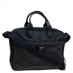 S.T. Dupont Black Textured Fabric Laptop Bag w/ Battery Pouch